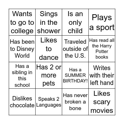 Someone Who... Bingo Card