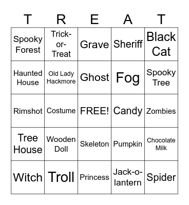 Ernest Scared Stupid Bingo Card