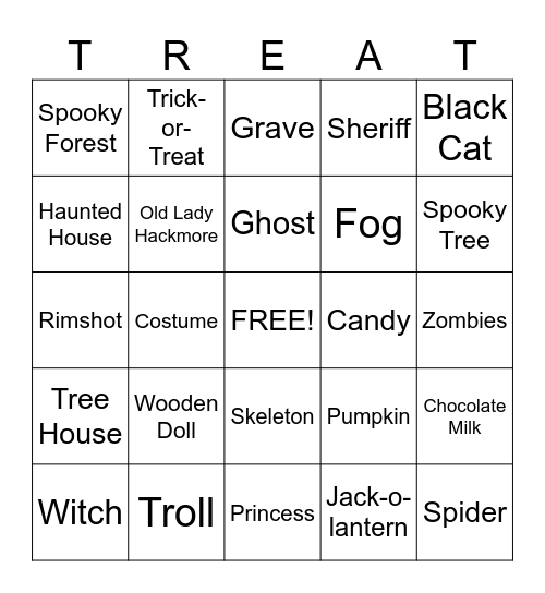 Ernest Scared Stupid Bingo Card