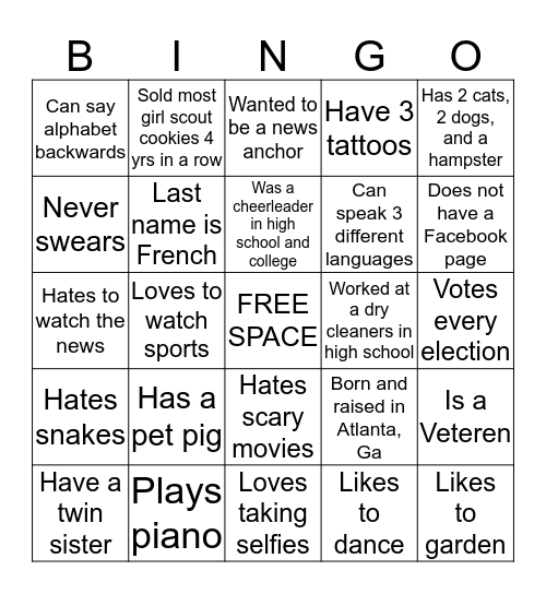 E M P L O Y E E Bingo Card