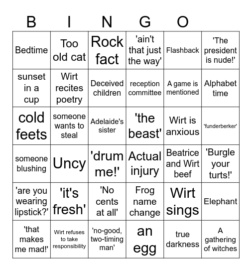 Over the Garden Wall Bingo Card