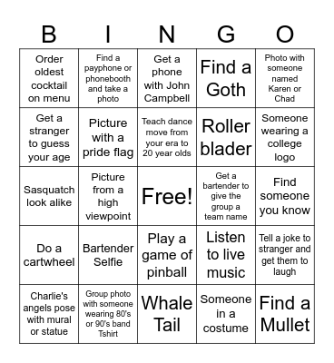 BAR CRAWL Bingo Card