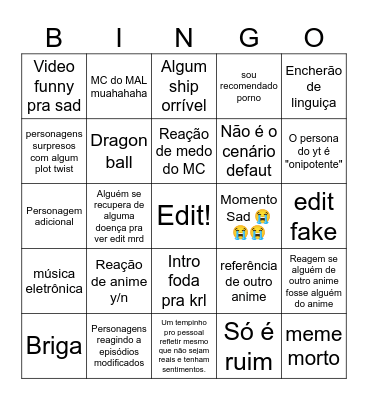 bingo de gacha react Bingo Card