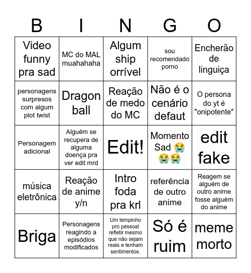 bingo de gacha react Bingo Card