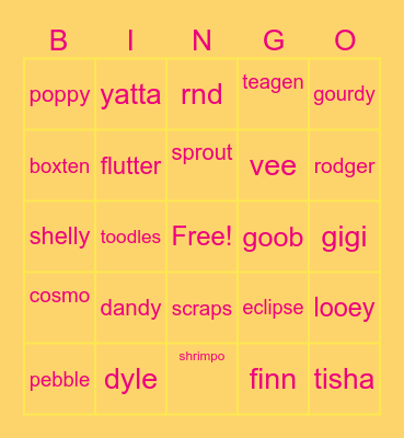 dandys world bingo Card