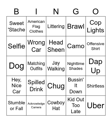 Toomers Corner Bingo Card