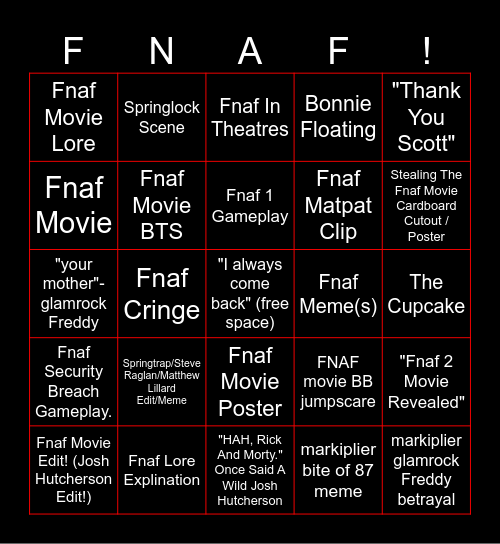 FNAF bingo card Bingo Card
