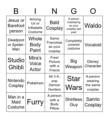 Photo Youmacon Bingo Card