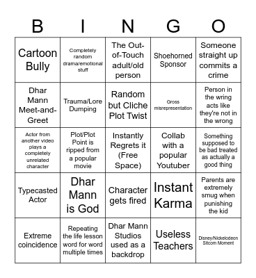 Dhar Mann Bingo Card