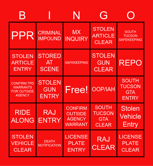 RLEO BINGO Card
