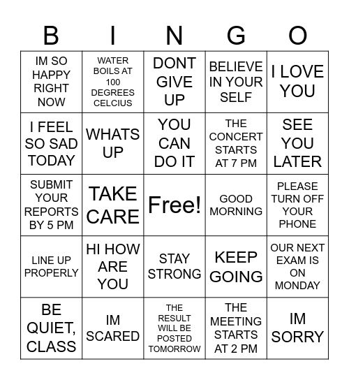 COMMUNICATION Bingo Card