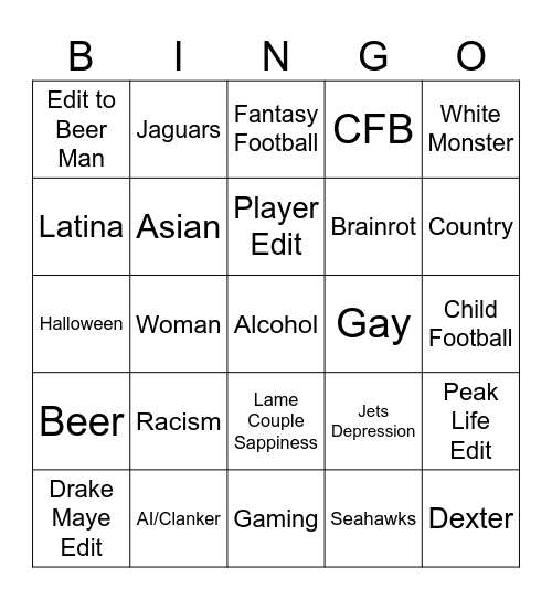 Insta Reels Bingo Card