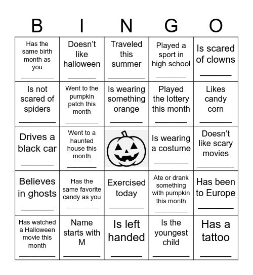 Find the Guest Bingo Card