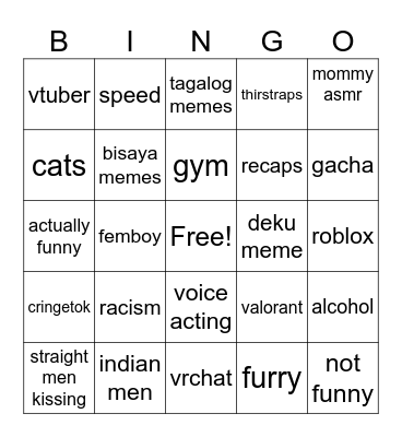 Tiktok Bingo Card