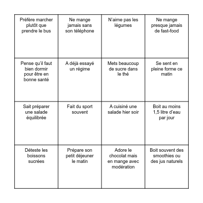 Trouve quelqu’un qui Bingo Card