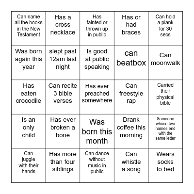 Find someone who... Bingo Card
