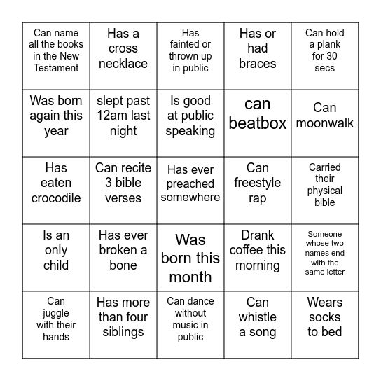 Find someone who... Bingo Card
