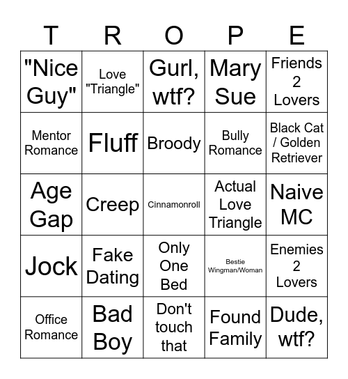 Trope Bingo Card