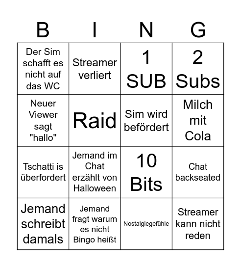 Variety BING Bingo Card