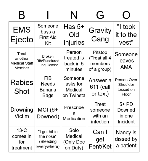 SAMA Nov. Bingo Card