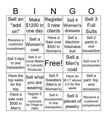 TRISTAN Bingo Card