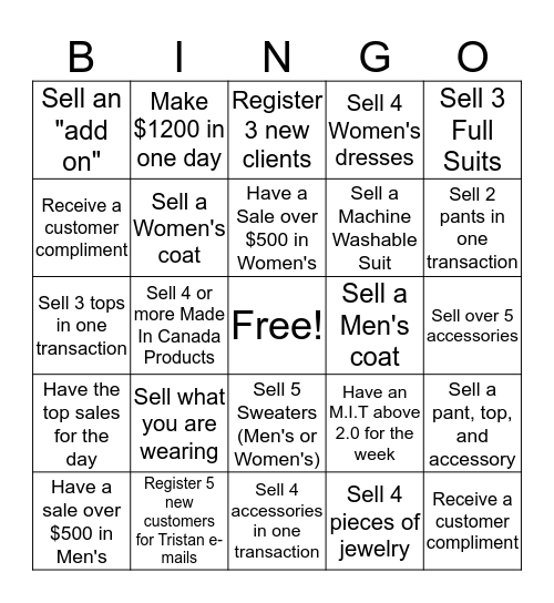 TRISTAN Bingo Card