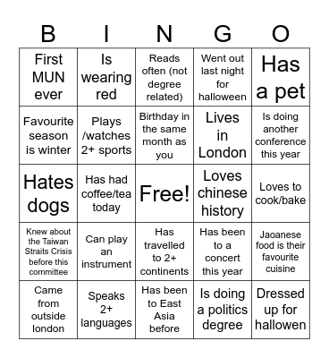 CityMUN Bingo!! Bingo Card