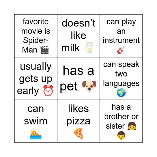 Find someone who Bingo Card