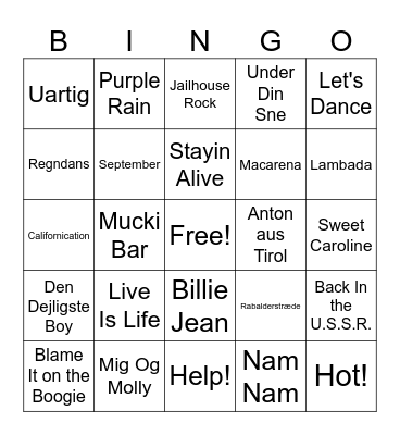 Uretfærdig Musikbingo! Bingo Card
