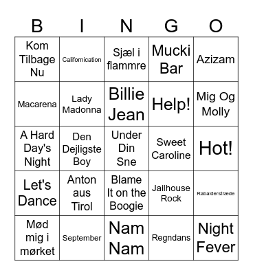 Uretfærdig Musikbingo! Bingo Card