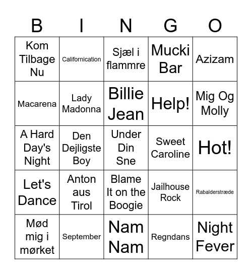 Uretfærdig Musikbingo! Bingo Card
