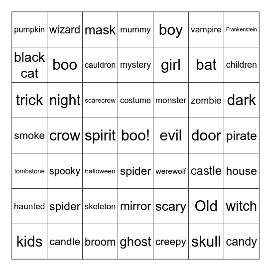 HALLOWEEN Bingo Card