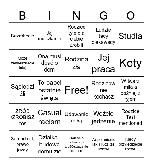 MONIKA BINGO Card