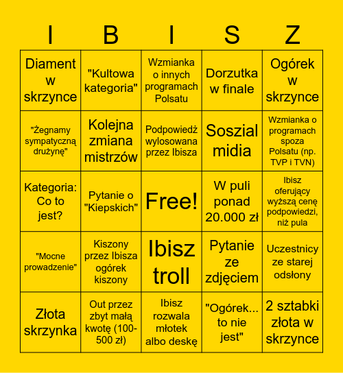 Awantura o kasę Bingo Card