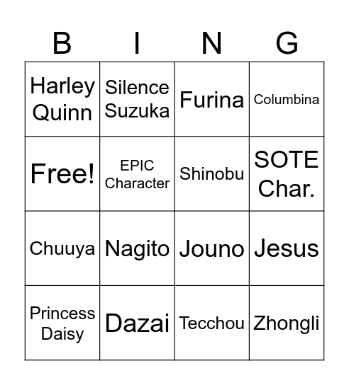 FACTS Bingo Card