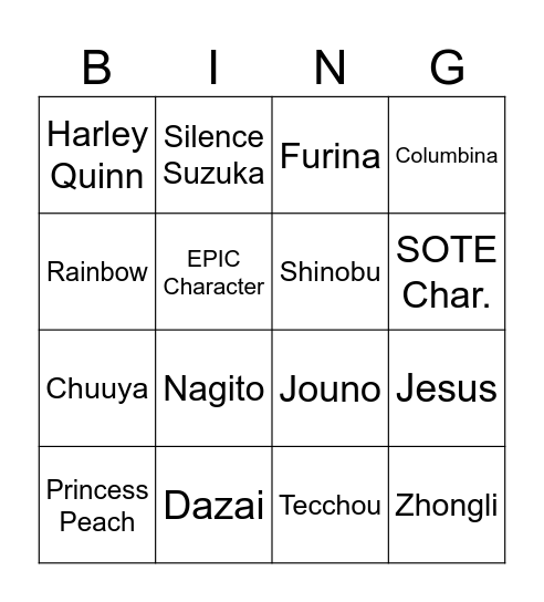 FACTS Bingo Card