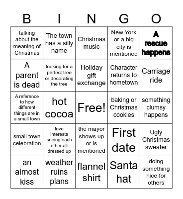 Hallmark Bingo Card