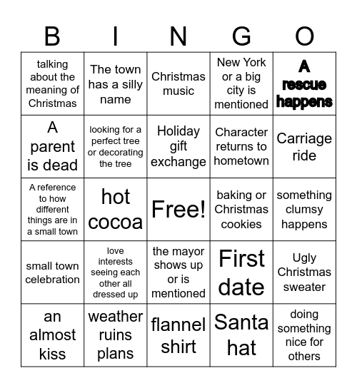 Hallmark Bingo Card