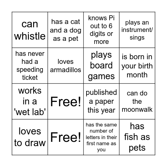 Find Someone Who: Bingo Card