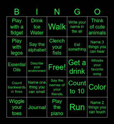 Grounding Techniques Bingo Card