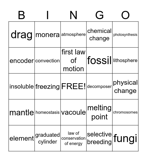 mcas Bingo Card