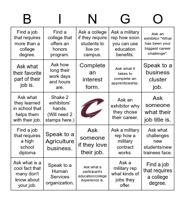 Clarke College & Career Fair BINGO Card