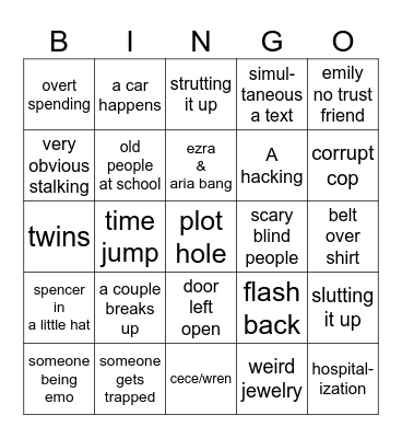 PLL Bingo Card