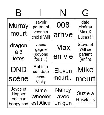 stranger things saison 5 Bingo Card