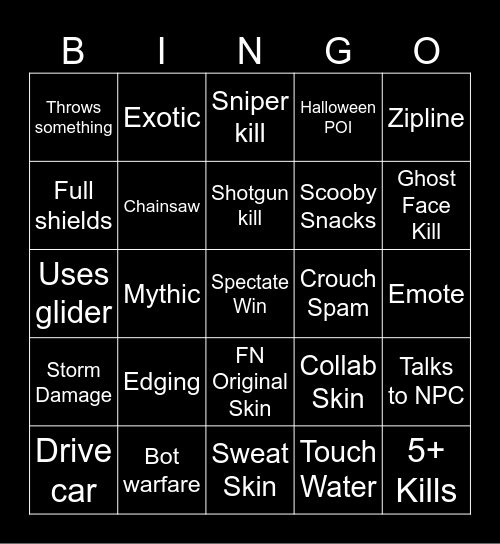 Myz fort binog Bingo Card