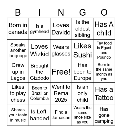 FIND A GUEST WHO? Bingo Card