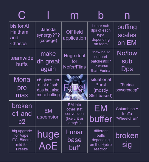 COLUMBINA BINGO Card