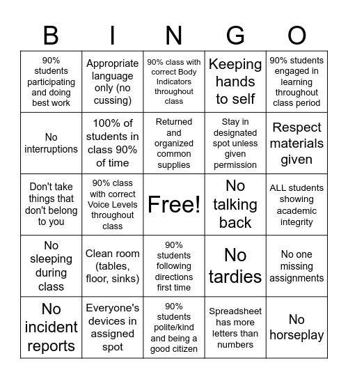 '25-'26 3rd Six Weeks Bingo Card