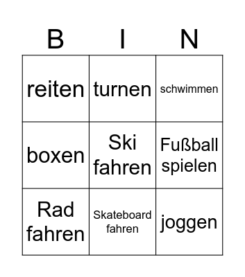 SPORT Bingo Card