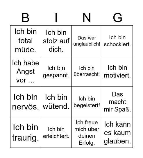 zwroty Bingo Card